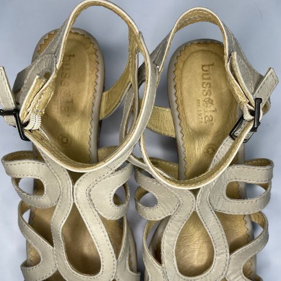 🍒 Bussola St. Tropez Women’s Cork Leather Wedge Sandals Beige Strappy EU39 US8 - Picture 9 of 10